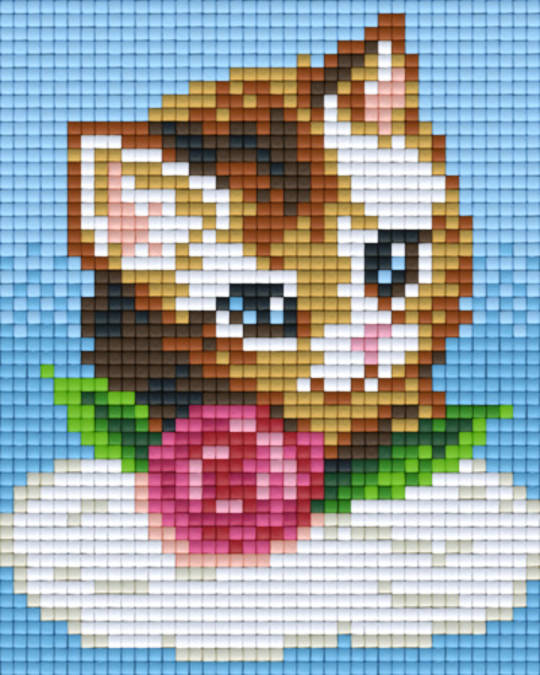 Kitten And Red Rose One [1] Baseplate PixelHobby Mini-mosaic Art Kits
